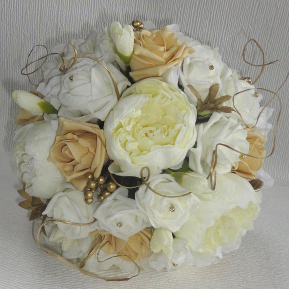 Gold & Ivory Peony & Rose Bridal Bouquet